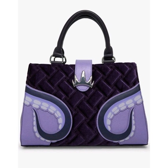 Loungefly Disney Villains Ursula Little Mermaid Velvet Purple Convertible Purse - Picture 4 of 4